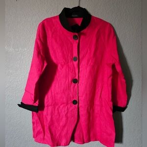 Allie Coosh Jacket Pink And Black 4 Buttons Size Small